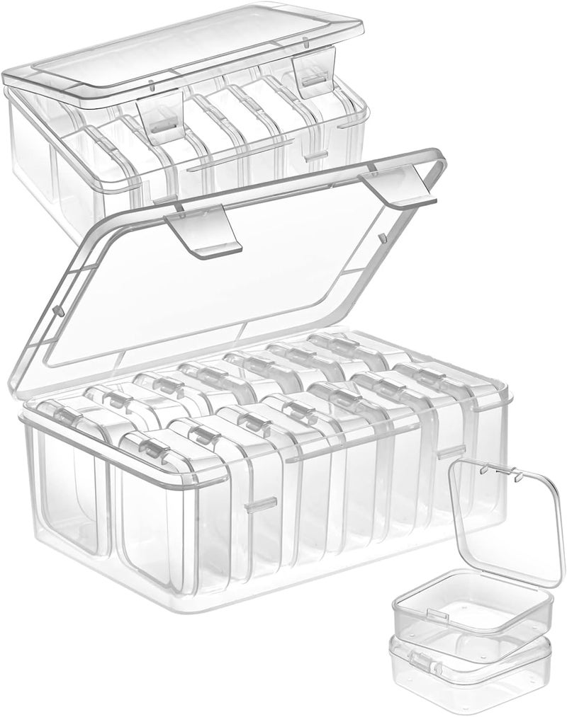 Mathtoxyz Small Bead Organizers, 30 Pieces Plastic Storage Cases Mini Clear Bead Storage Containers Transparent Boxes with Hinged Lid and Rectangle Clear Craft Supply Case - Image 1